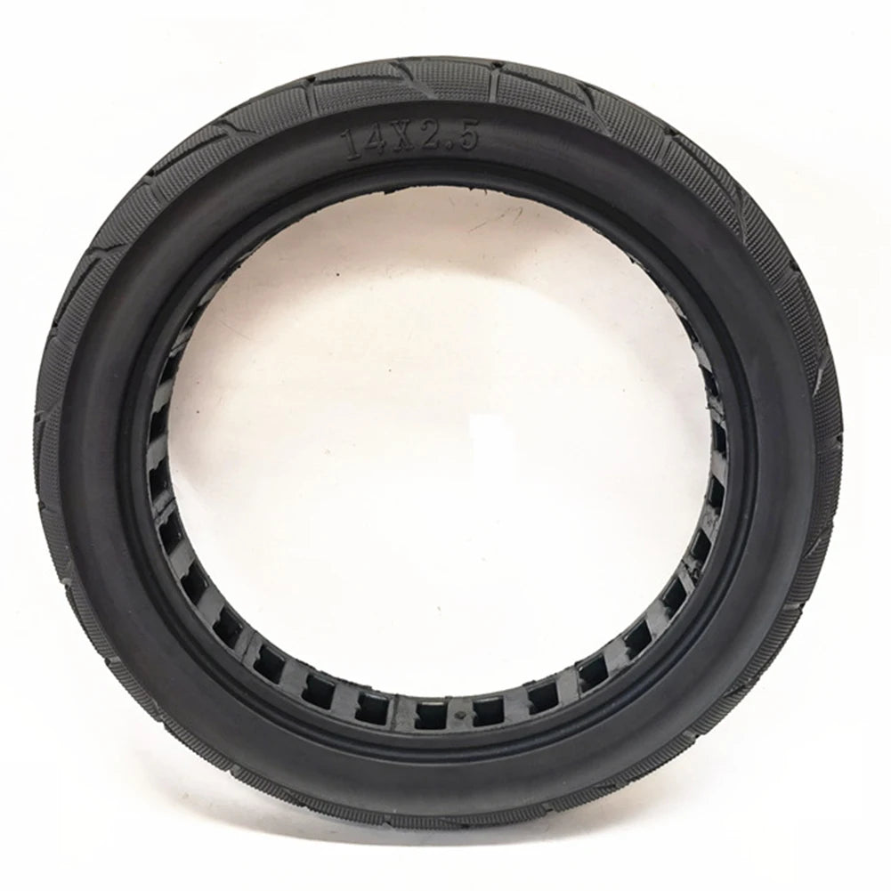 14x2.50 Solid Tire for Electric Bike – Honeycomb, Shock-Absorbing, Explosion-Proof