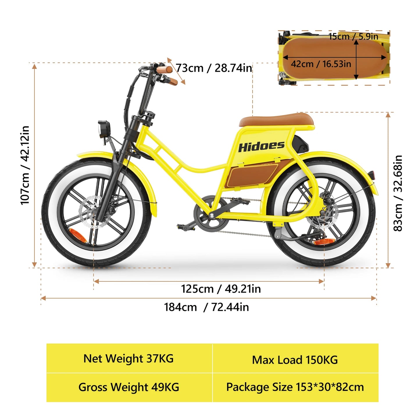 Hidoes C8 700W Adult Electric Bike – 25MPH, 55+ Mile Range