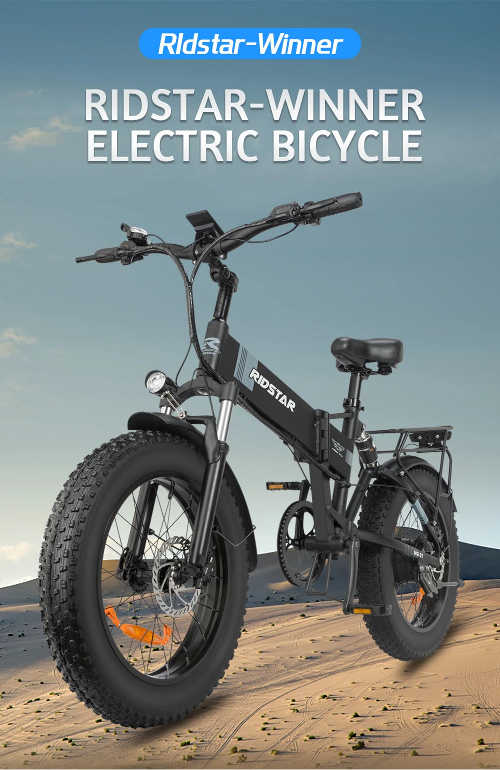 Foldable 1000W Fat Tire Ebike - Ridstar 48V 15AH Mountain E-Bike
