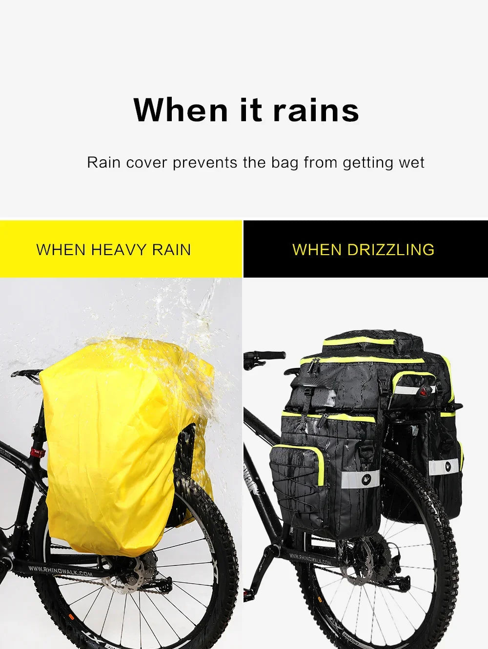 Bicycle Pannier Bag – Waterproof 3-in-1 Saddle Backpack | Rhinowalk