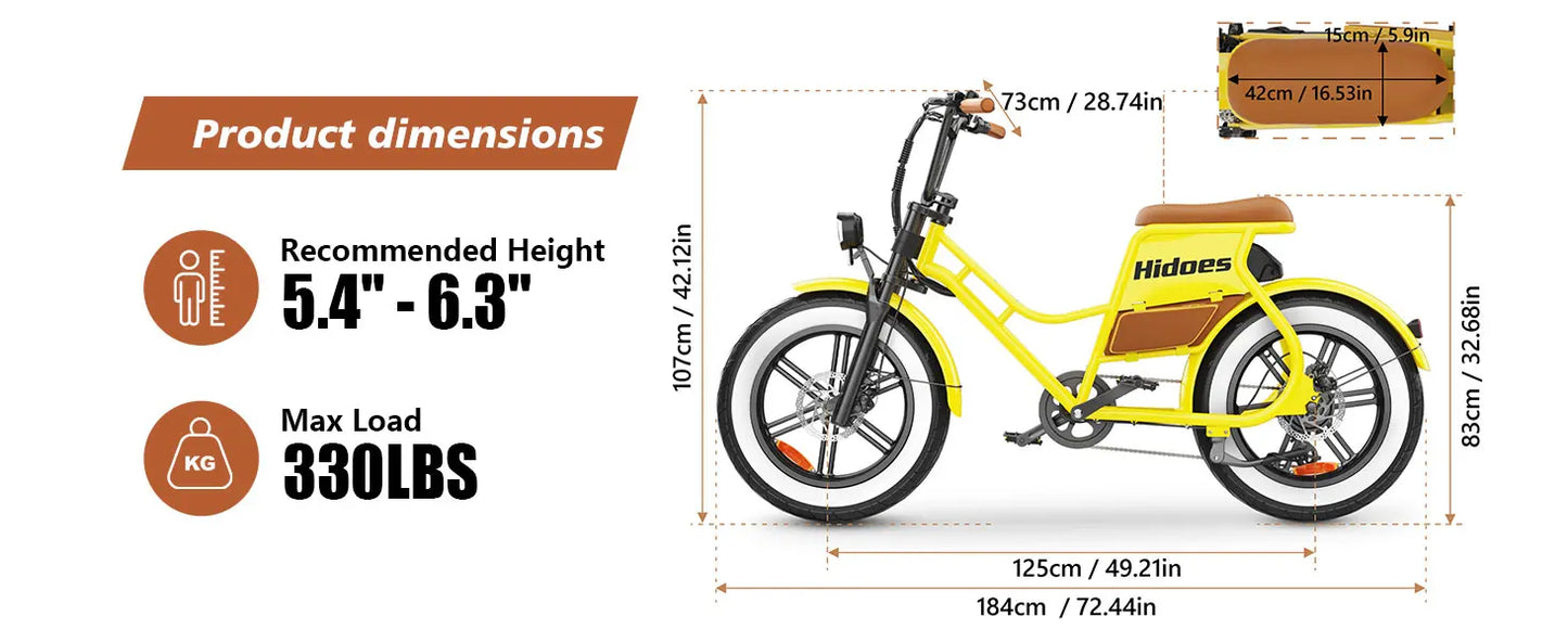 Hidoes C8 700W Adult Electric Bike – 25MPH, 55+ Mile Range