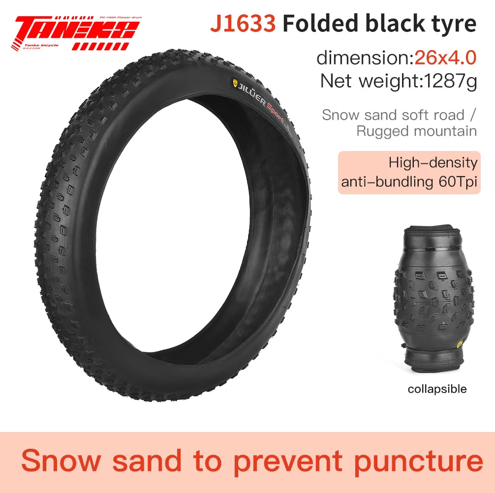 TANKE 20x4.0 & 26x4.0 Anti-Puncture Fat Tire | E-Bike Snow Beach Tire