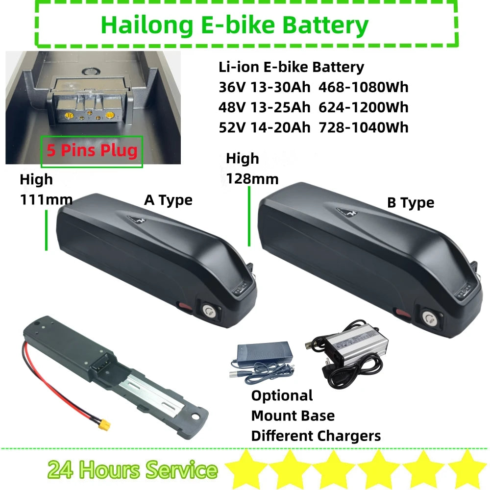 Hailong Ebike Battery 36V 48V 52V | Long Range Lithium Power