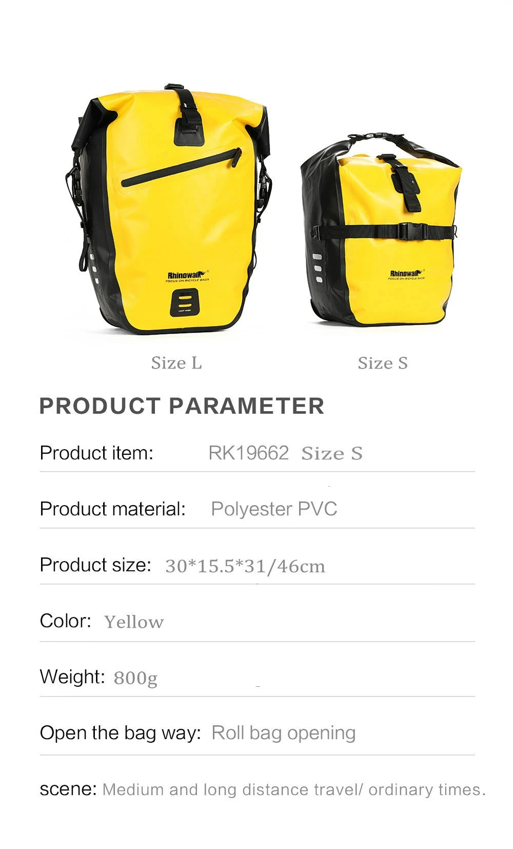 Rhinowalk Waterproof E-Bike Pannier Bag 2-Pack – 20L Each