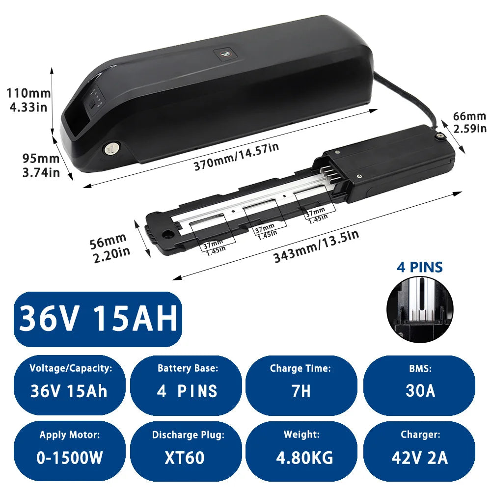 Hailong E-Bike Battery 36V 48V for Mountain Bikes | Long Range Power