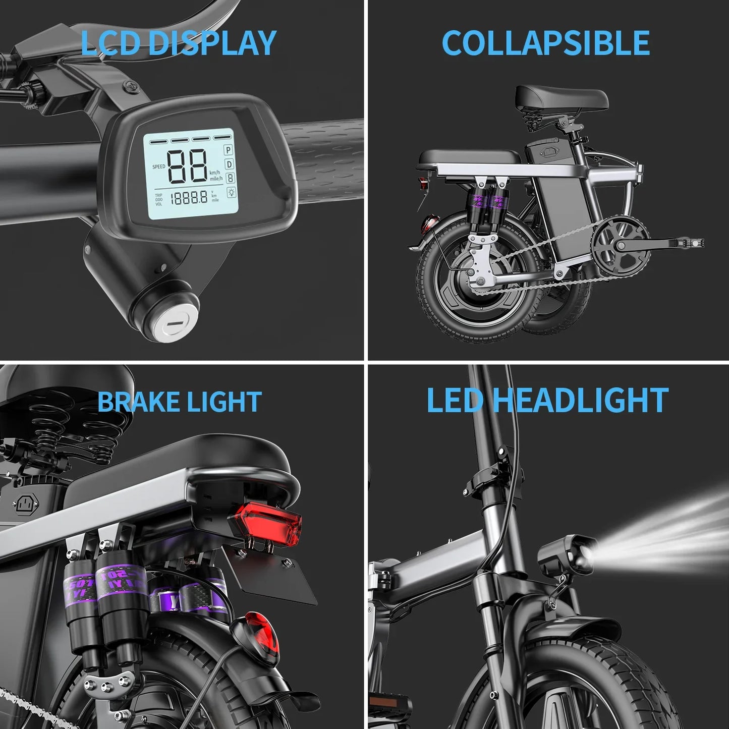 Folding Electric Bike F12 – 500W 48V 15Ah Fat Tire E-Bike