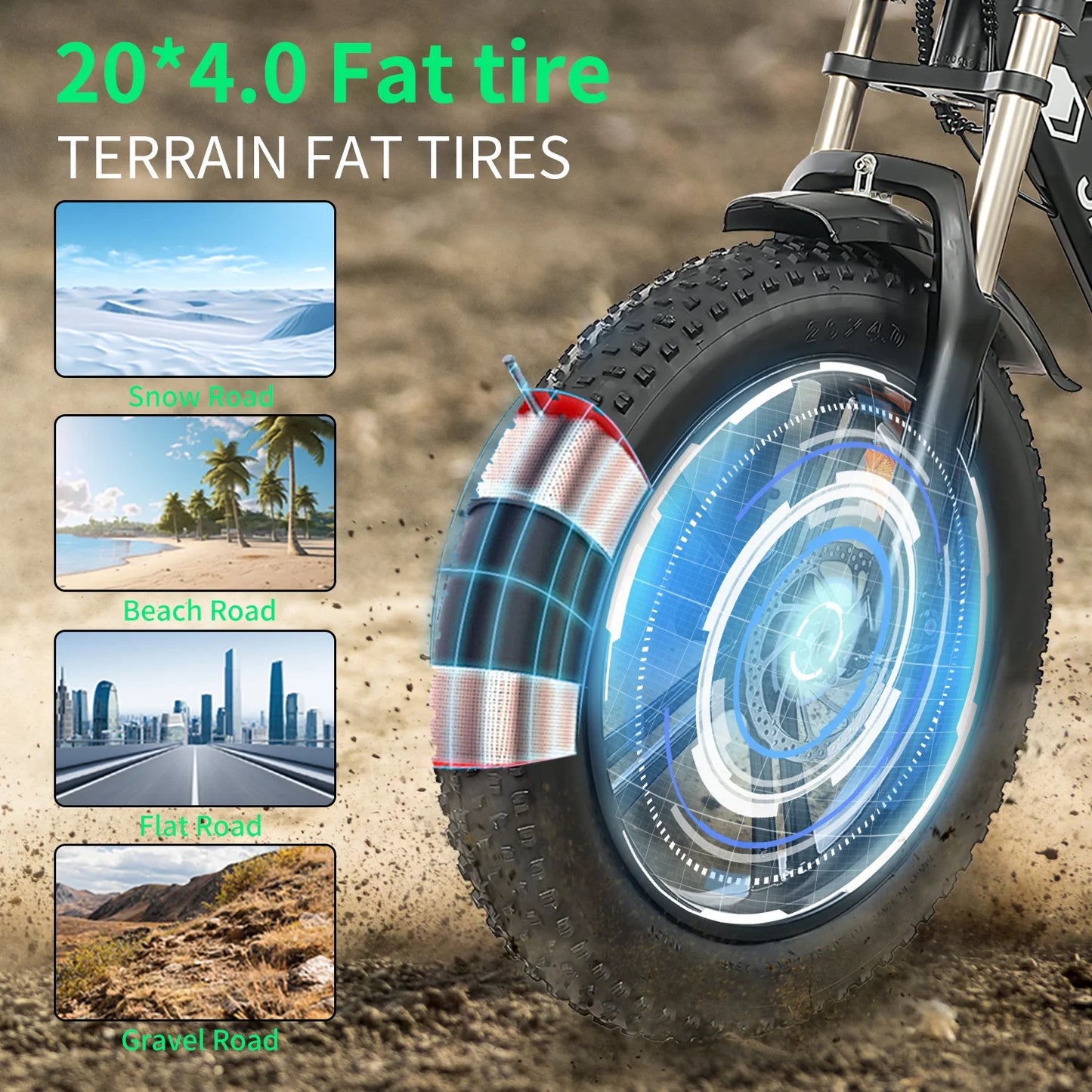 750W Snow-Proof E-Bike – 48V 17.5Ah Fat Tire Electric Bicycle for Adults | Free Shipping