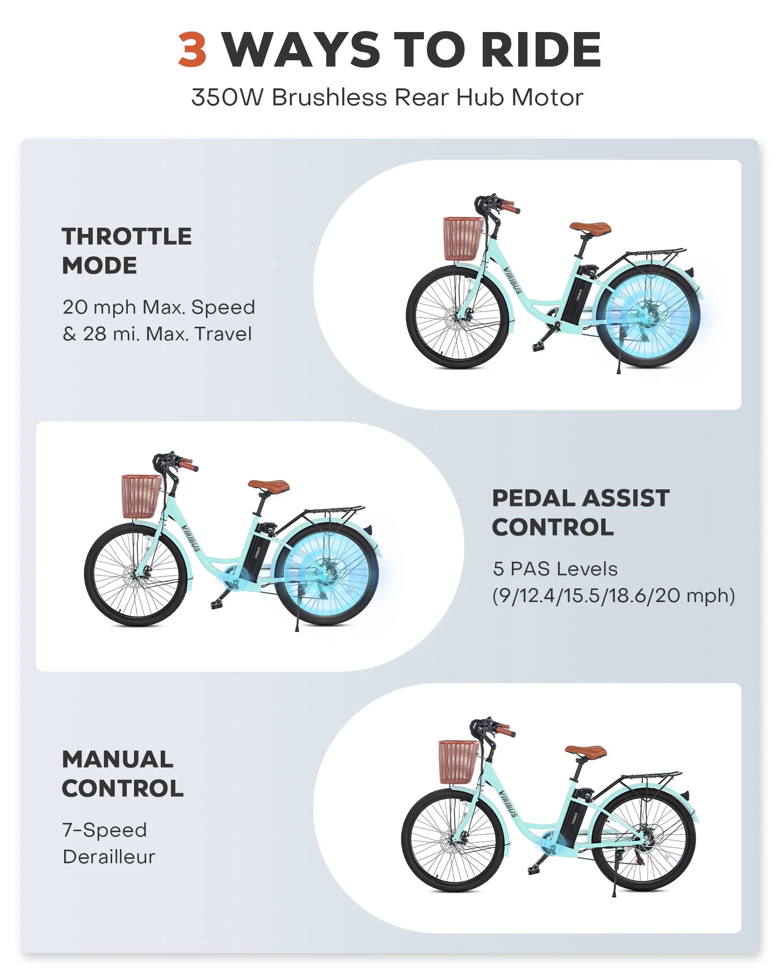 Electric Bike for Adults 350W 36V 26-Inch Shimano 7-Speed
