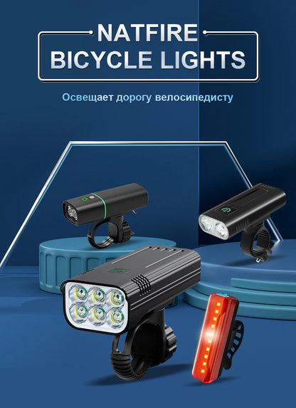 10000mAh 6-8 LED Bike Light USB Rechargeable 3600 Lumens Bike Headlight