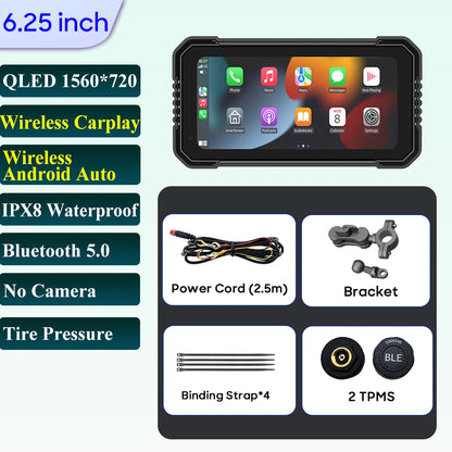 6.25-Inch Motorcycle Navigation Screen with Wireless CarPlay & Android Auto