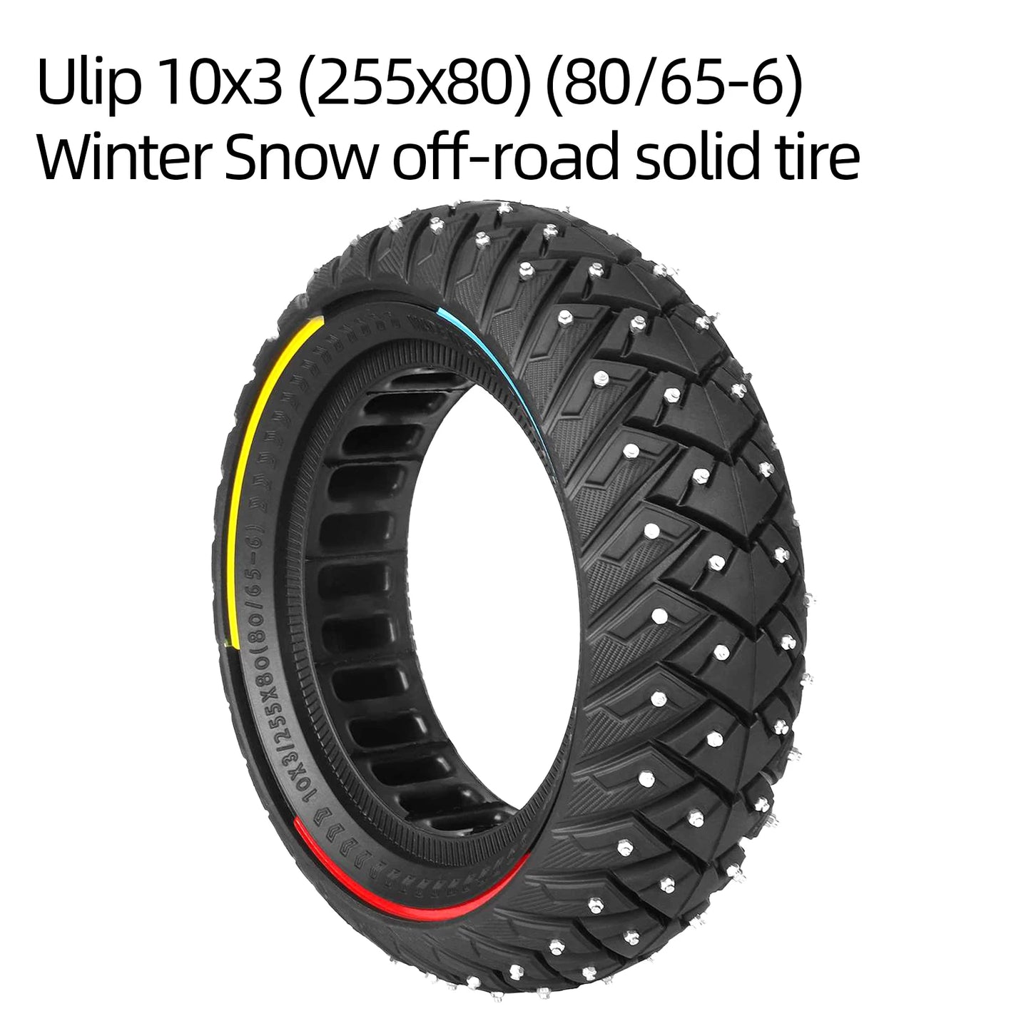 Ulip 10x3 Winter Snow Tire 10Inch Off-road Solid Tyre for ZERO 10X/Kaabo/Dualtron/Kugoo Scooters 255x80(80/65-6) Tire Parts 10*3 Electric Bikes & Accessories