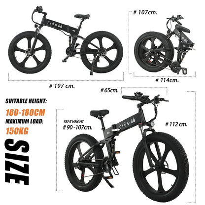 26-Inch Men's Folding Fat Tire Mountain Bike Electric Bikes & Accessories