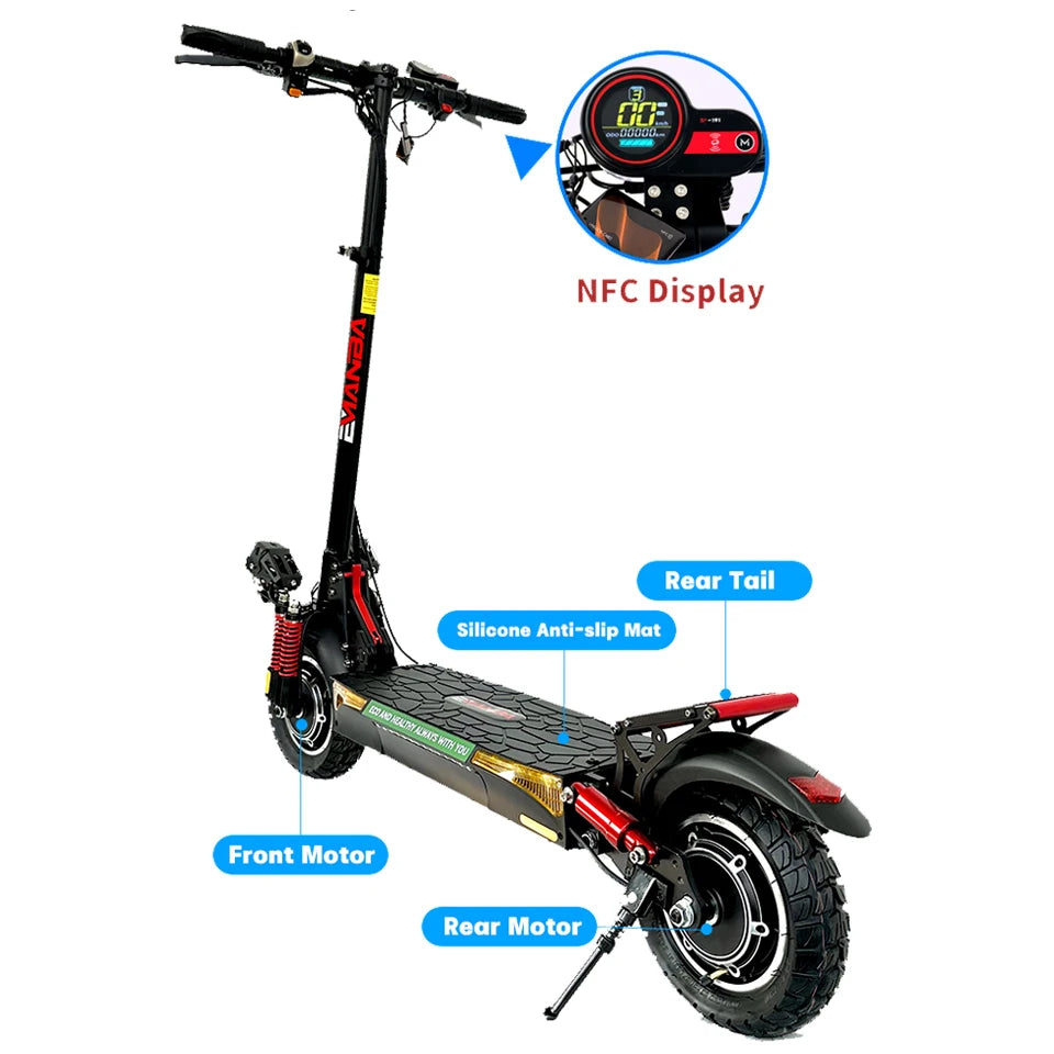 Electric Scooter for Adult, E-Scooter, 1600W Dual Motors, 18 AH, Max Speed up to 50km, Max Distance 60km, EU and USA Warehouse Electric Bikes & Accessories