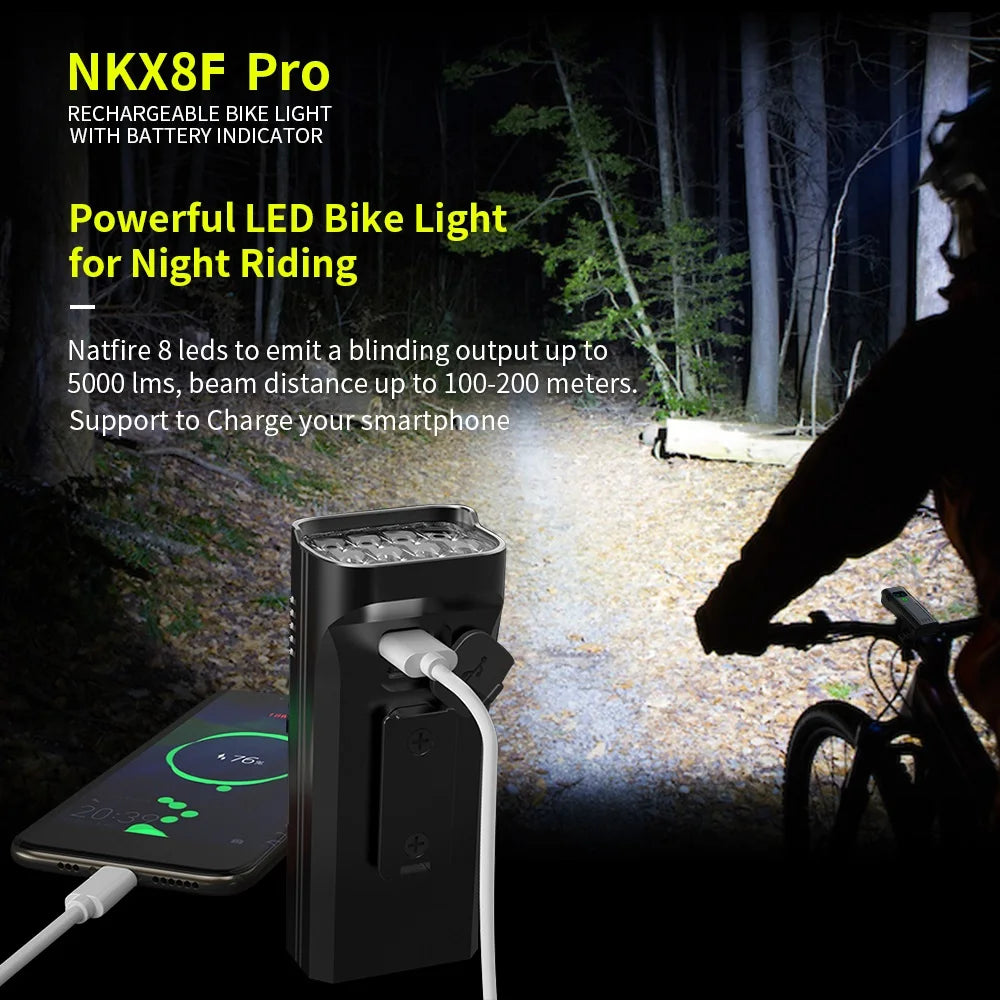 10000mAh 6-8 LED Bike Light USB Rechargeable 3600 Lumens Bike Headlight