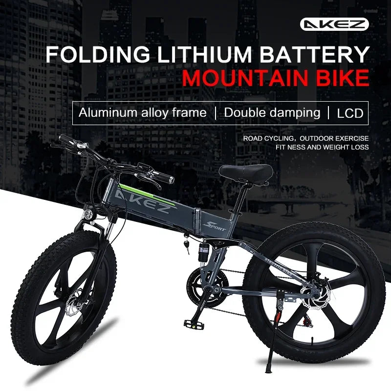 New style 1000W Motor electric bike 48V 10.4ah Lithium battery Mountain ELECTR BIKE  26×4.0 Fat Tire e bike Folded ebike Electric Bikes & Accessories