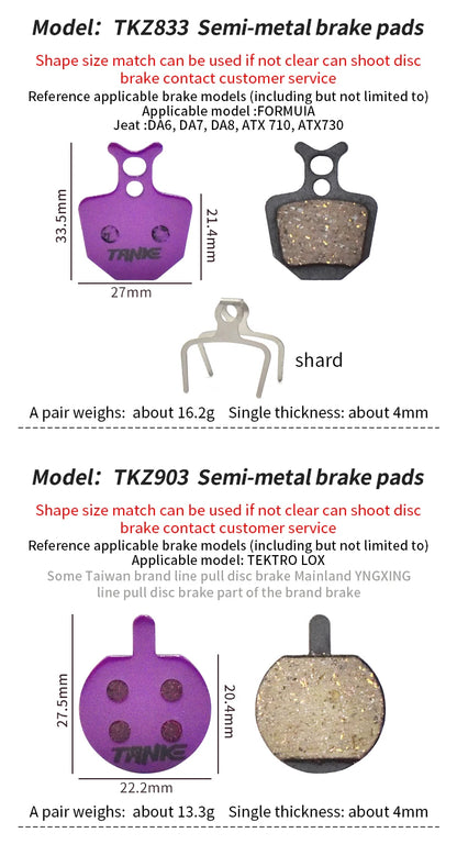 TANKE MTB Semi-Metal Bike Brake Pads My Store