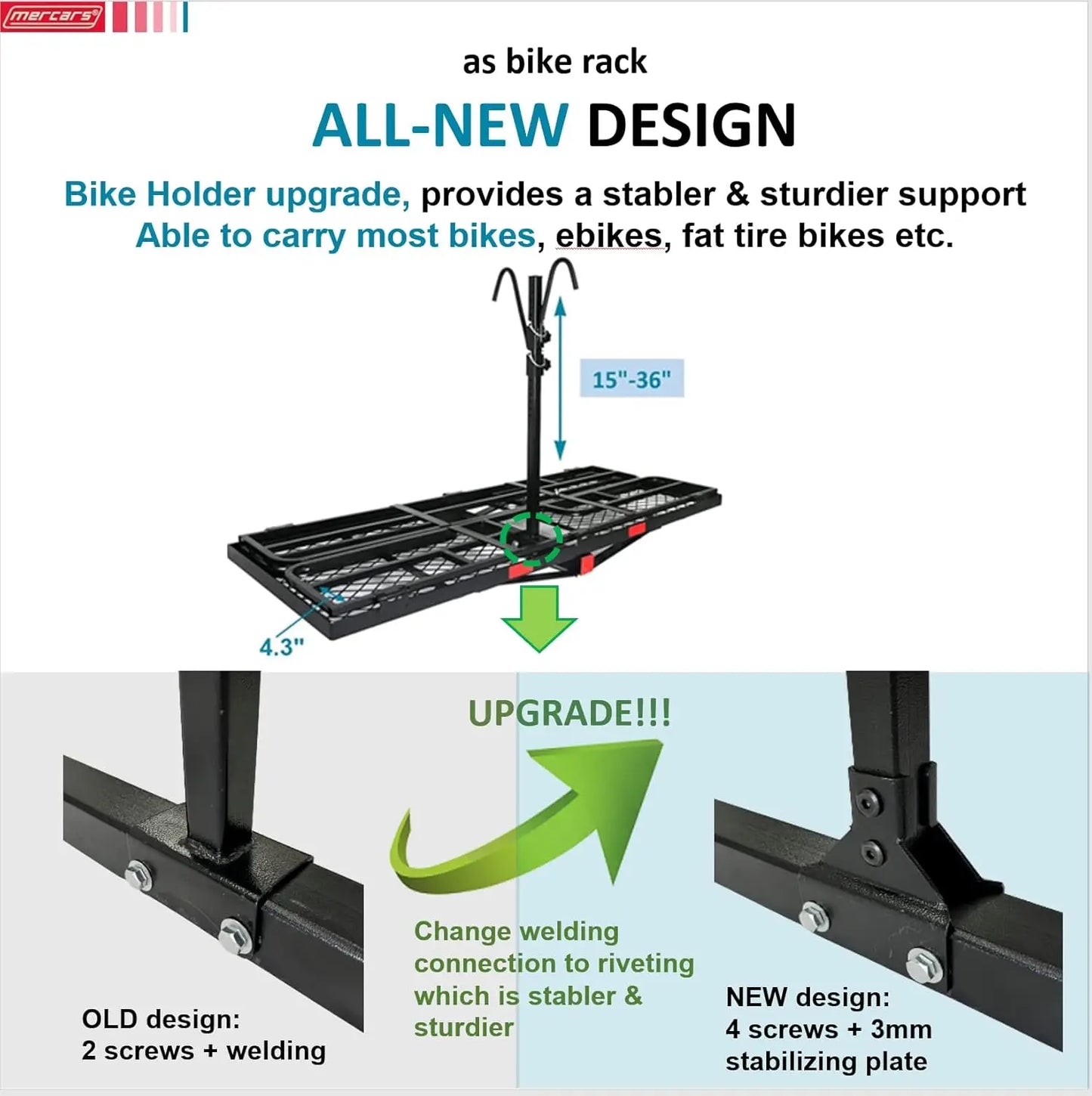 Heavy-duty bike rack mounted on an SUV, holding two fat-tire e-bikes