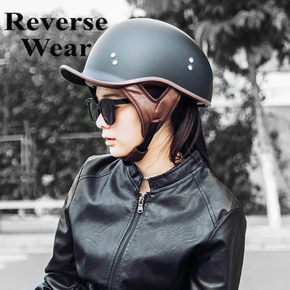 Retro Motorcycle Half Helmet – Vintage Style for Harley Riders - Electric Bikes & Accessories