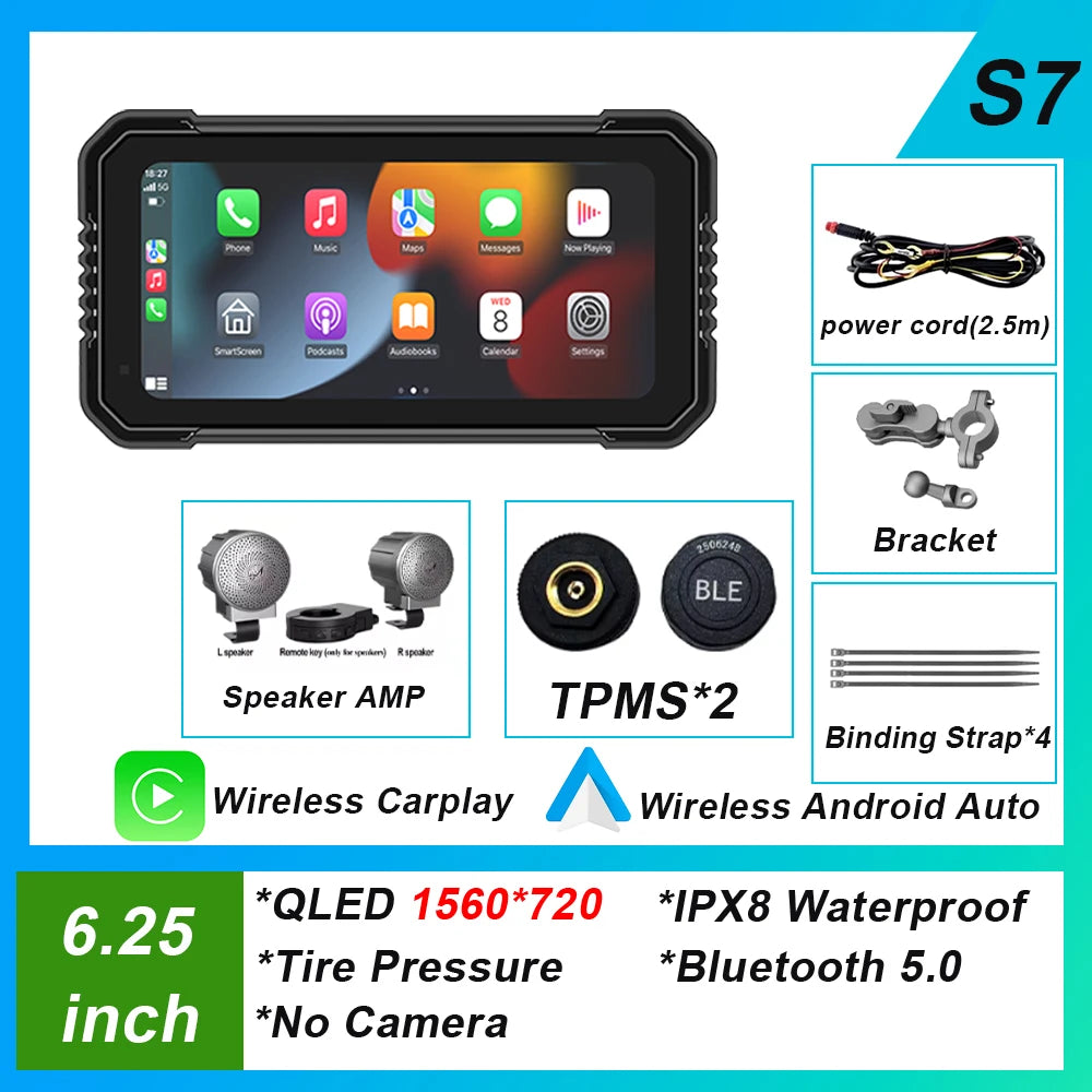 6.25-inch AutoNevee Car & E-Bike GPS with Wireless CarPlay and Android Auto