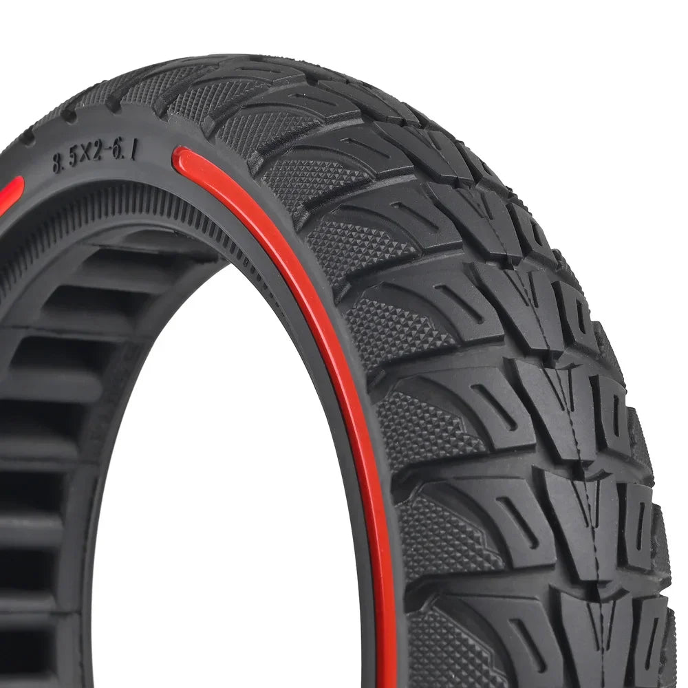 Vibrant red 8.5-inch honeycomb solid tire for Xiaomi M365 Pro scooter.