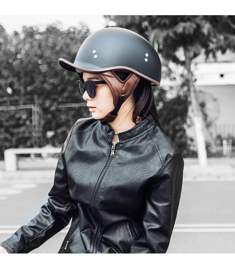 Retro Motorcycle Half Helmet – Vintage Style for Harley Riders - Electric Bikes & Accessories