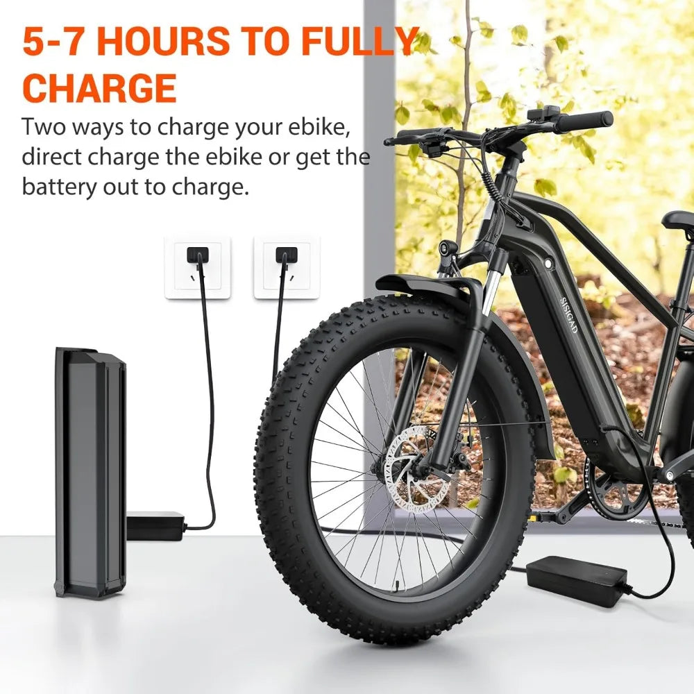 Electric Bike for Adults, Fat Tire,26" All-terrain Bicycle, Peak 1400W Motor, 50Miles Range and 32MPH Top Speed,7-Speed Ebike Electric Bikes & Accessories