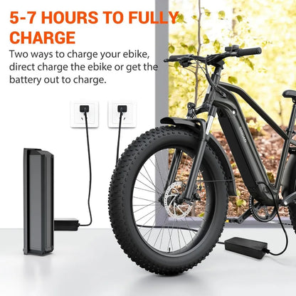 Electric Bike for Adults, Fat Tire,26" All-terrain Bicycle, Peak 1400W Motor, 50Miles Range and 32MPH Top Speed,7-Speed Ebike Electric Bikes & Accessories