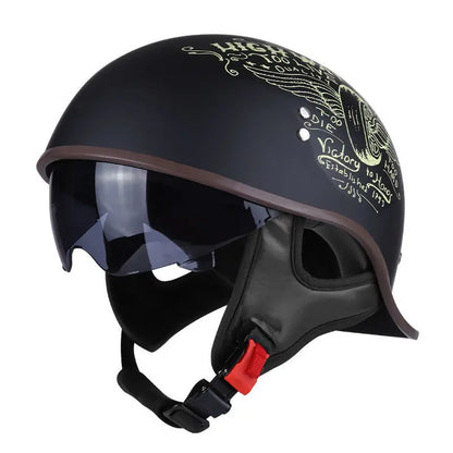 Retro Motorcycle Half Helmet – Vintage Style for Harley Riders - Electric Bikes & Accessories