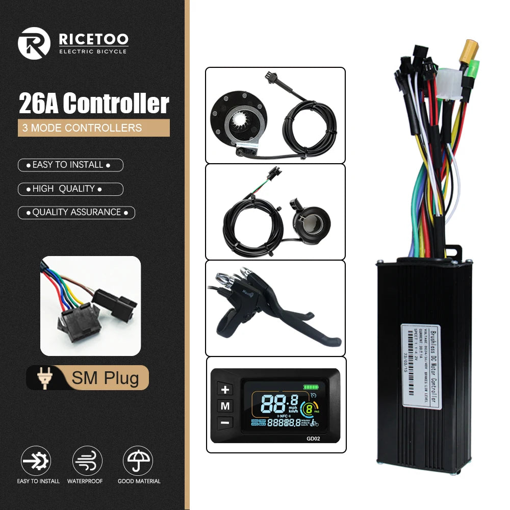 Ebike Controller 17A26A30A40A60A with Learning Function 250W-3000W Motor E Scooter Brushless Motor Controller Kit Electric Bikes & Accessories