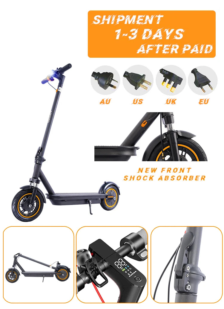 HEZZO G30 36v 500w Electric Scooter Moped 21MPH 37.5 Miles 10 Inch 15Ah Foldable Mobility Escooter Front Suspension US Warehouse Electric Bikes & Accessories