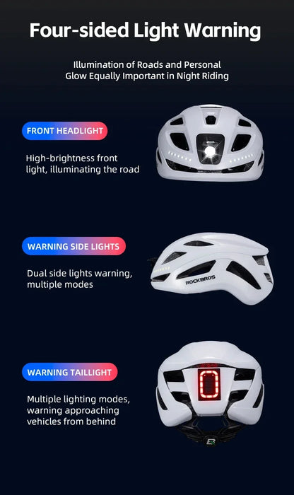 ROCKBROS Rechargeable Bicycle Helmet – Safety & Visibility Combined