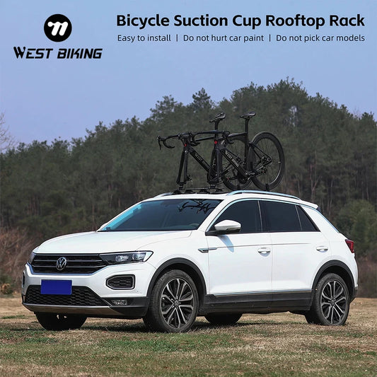 West Biking Suction Roof Bike Rack with a bike mounted securely