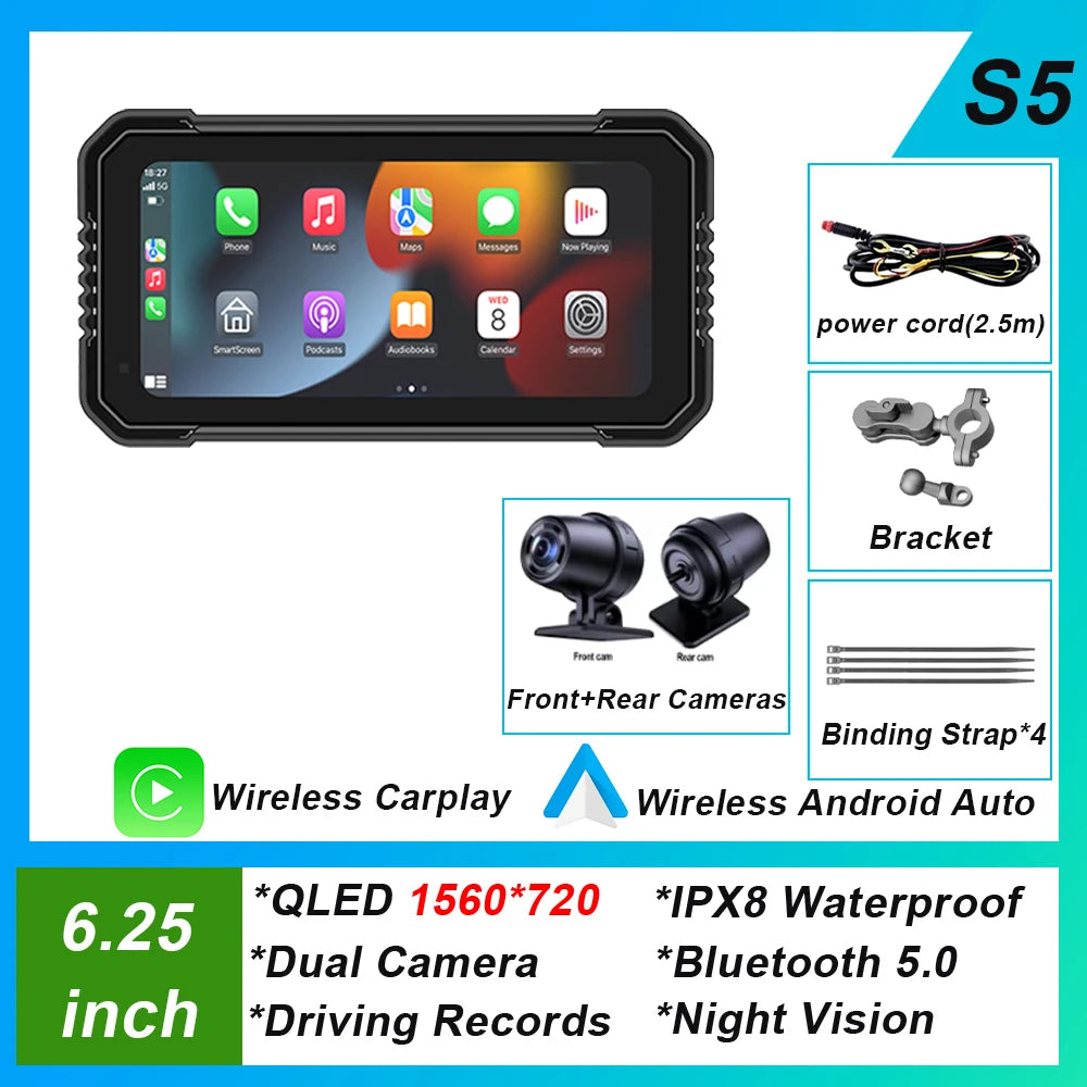 6.25-inch AutoNevee Car & E-Bike GPS with Wireless CarPlay and Android Auto