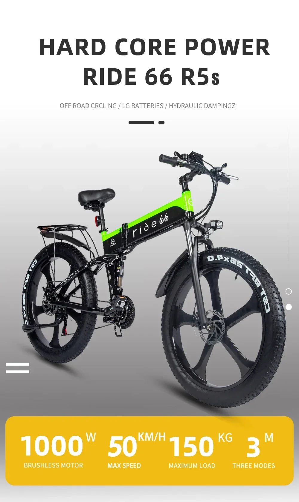 26-Inch Men's Folding Fat Tire Mountain Bike Electric Bikes & Accessories