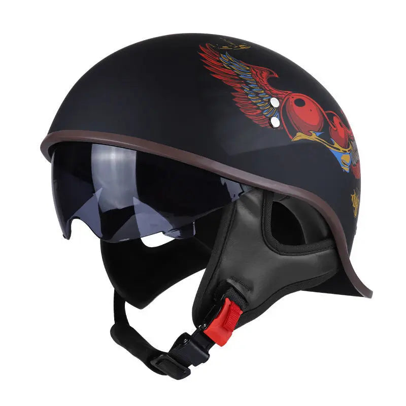 Retro Motorcycle Half Helmet – Vintage Style for Harley Riders - Electric Bikes & Accessories