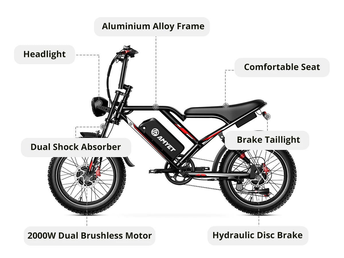 AMYET S8 Electric Bike 2000W Dual Motor 48V 25Ah | Free Shipping