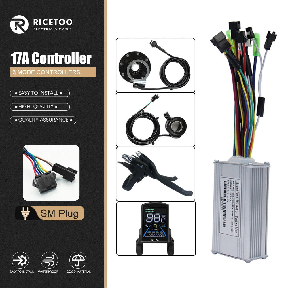 Ebike Controller 17A26A30A40A60A with Learning Function 250W-3000W Motor E Scooter Brushless Motor Controller Kit Electric Bikes & Accessories