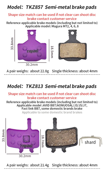 TANKE MTB Semi-Metal Bike Brake Pads My Store