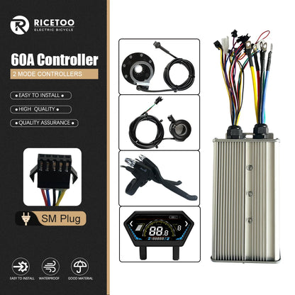 Ebike Controller 17A26A30A40A60A with Learning Function 250W-3000W Motor E Scooter Brushless Motor Controller Kit Electric Bikes & Accessories