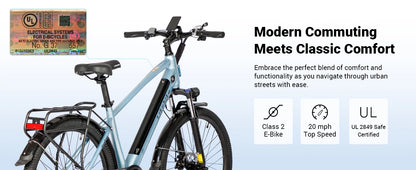 Affordable 26" Electric Bike for Adults with Peak 500W Motor