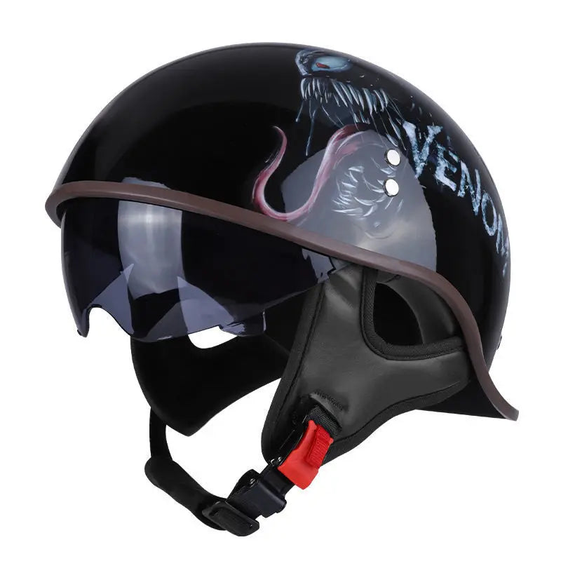 Retro Motorcycle Half Helmet – Vintage Style for Harley Riders - Electric Bikes & Accessories