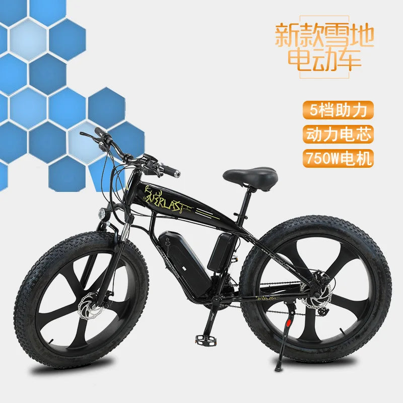 26 Inch Aluminum Alloy Snowmobile 27 Speed Fat Tire Electric Beach Lithium Battery Motorcycle Fatbike Moped Ebike Dirt Bike Electric Bikes & Accessories