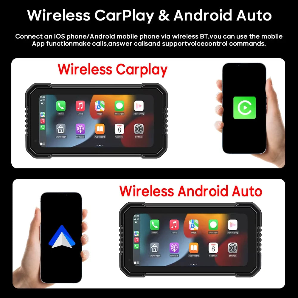 6.25-inch AutoNevee Car & E-Bike GPS with Wireless CarPlay and Android Auto.