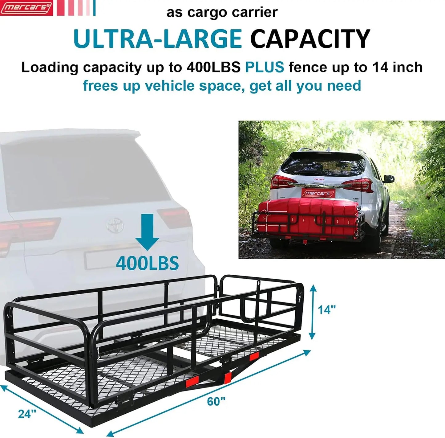 Heavy-duty bike rack mounted on an SUV, holding two fat-tire e-bikes