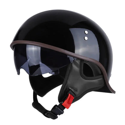 Retro Motorcycle Half Helmet – Vintage Style for Harley Riders - Electric Bikes & Accessories