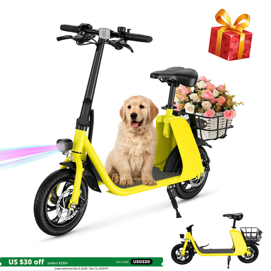 HEZZO Electric Scooter Adults W/ 36V 8Ah Battery 630W Peak Motor 15.5mph Max Speed 14 inch Folding Electric Bike Range 31 Miles Electric Bikes & Accessories