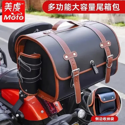 Durable 33L waterproof luggage bag mounted on a Vespa scooter for travel.