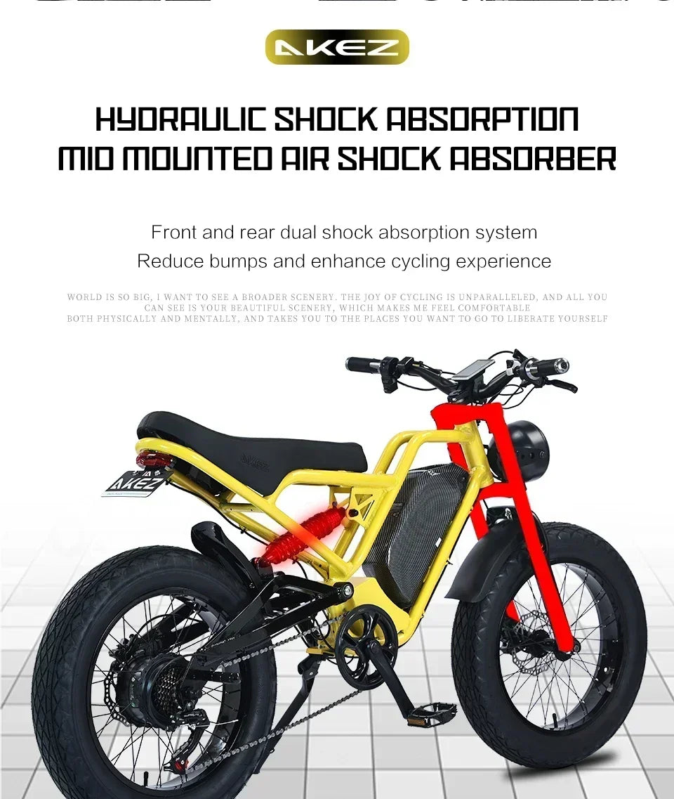 Off-road Electric bicycle 1500W Motor 48V18Ah Lithium Battery Hydraulic Suspension Fat Tire Electric bicycle Bike MountainE-bike Electric Bikes & Accessories