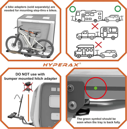 Volt Lift 1X RV Hitch Mounted E-Bike Rack – 80lbs Capacity