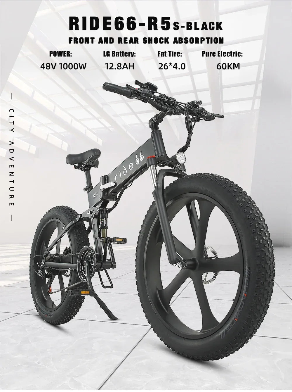 26-Inch Men's Folding Fat Tire Mountain Bike Electric Bikes & Accessories